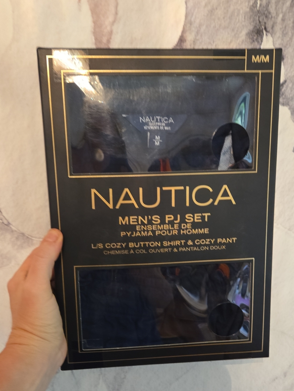 Nautica Men's Navy and Gold Packaged Pajama Set